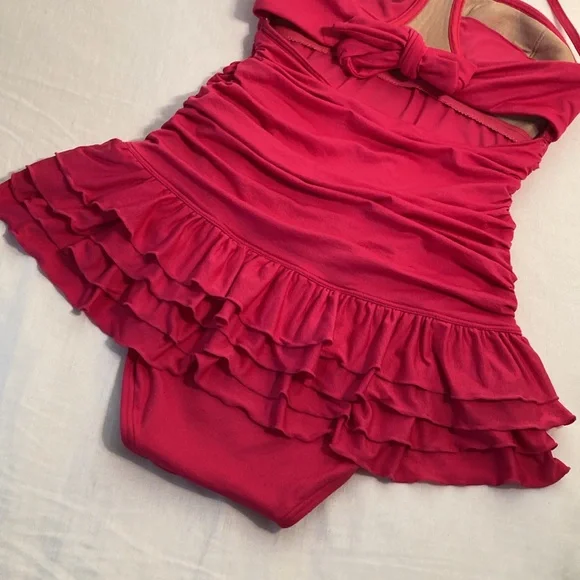 Juicy Couture Hot pink cascade ruffled swimsuit one piece - Picture 5 of 16